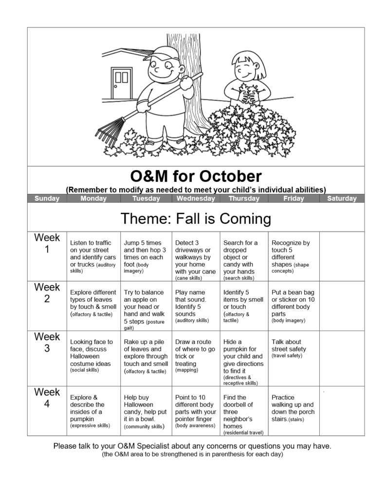 October O&M Activity Calendar